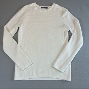Vince Off White Waffle Knit Long Sleeve Medium Thermal Minimalist Luxe